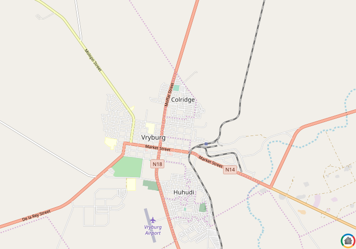Map location of Vryburg